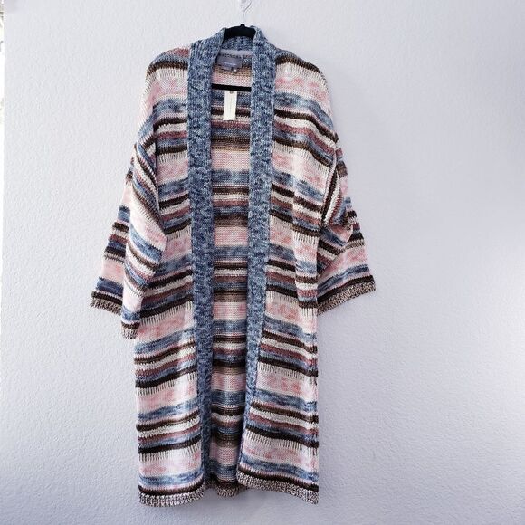 Anthropologie Lizzie Shimmer Knit Longline Cardigan Duster Kimono - Picture 5 of 11
